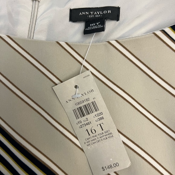 Ann Taylor Striped Dress with Attached Belt NWT - Picture 5 of 6